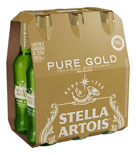 Cerveja Puro Malte Pure Gold Stella Artois 330ml 6 Unidades